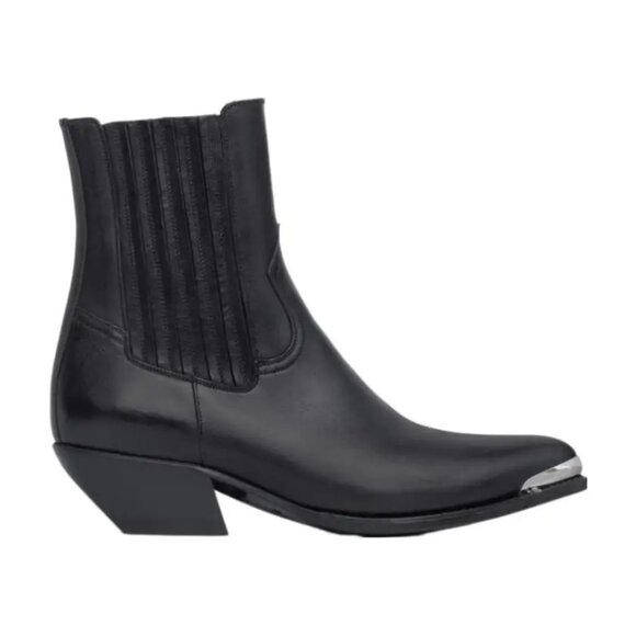 Celine Berlin 80 Cowboy Boots Black Leather Size 7 Pointed Toe Ankle Boots - Picture 2 of 16